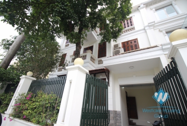 Unfurnished house with wooden floor for rent in Ciputra, Tay Ho, Hanoi.